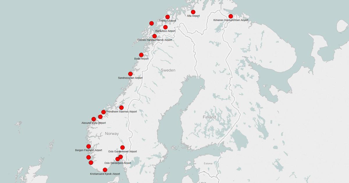 Карта Норвешке аеродрома
