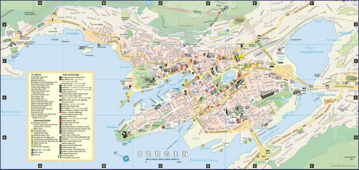 град Берген Норвешка на мапи