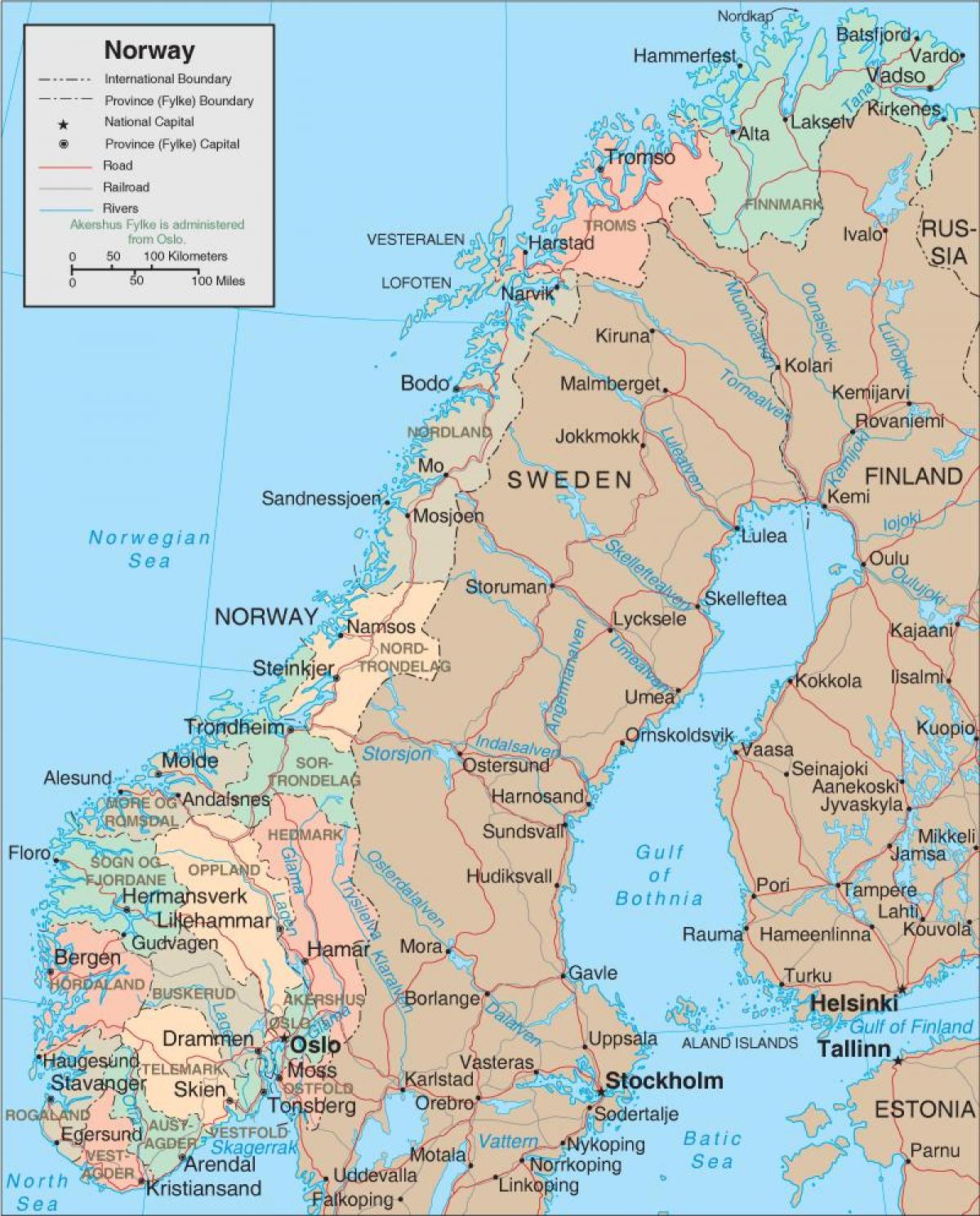 карта Норвешке