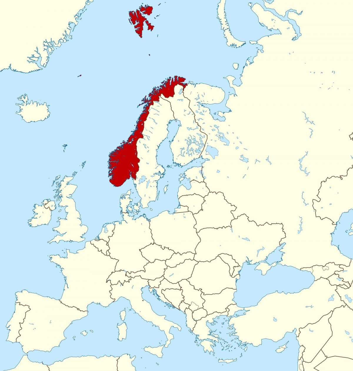 карта Норвешке и Европе