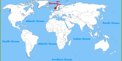 Карта света показује Норвешка